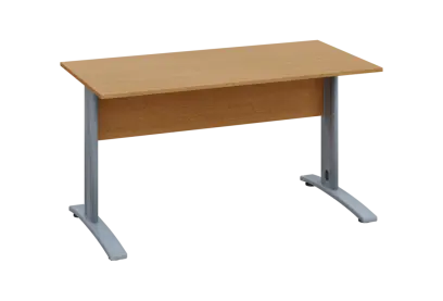 EPK 27 - 14 stůl kancelářský, kovová podnož stříbrná, deska 25 mm, široký 1400 mm, buk Royal